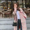 Women's Trench Coats Spring And Autumn Coat Ladies Plaid Hooded Mid-length Windbreaker