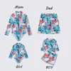 Family Matching Swimsuit Women Long Sleeve Leaf Mother Daughter Kid Boy Girl Child Swimwear Trunks Bathing Swim Suit 210625