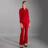 Kvinnors kostym Fashion Slim High-End Set Red Double-Breasted Oregelbunden 2-stycks byxor Kvinna Rekommendera två byxor