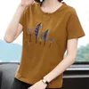 Sequined T-Shirt Female Summer Tops Embroidery Cotton T Women Casual Plus Size Tshirt Short Sleeve Tee Femme 210615
