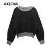 Korean style Knit Female Pullovers Oversize Shiny Sequined Womens Sweater Winter Loose Woman Sweaters Plus Size Clothing 210521