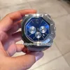 2 Styles 41mm Octo 103467 OS Cronografo al quarzo Orologio da uomo Quadrante blu Cassa argento Orologi sportivi da uomo di alta qualità Bracciale in acciaio inossidabile