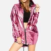 Höst Hooded Hip Hop Metallic Jacket Kvinnor Zipper Guld PVC Raincoat Unisex Långärmad Vattentät Coats Streetwear 210914