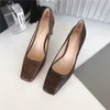 Autumn Fashion Women Pumps Snake Printed Ladies Thick High Heels Square Toe Pumps Shallow Slip On Office Work Shoes Woman 39 Y0611