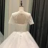 Nowy Styl Suknia Ślubna Bride White Party Koronki Eleganckie Długie Perfect Gości Princess Cut Fluffy Cyrive Pociąg Proste Suknie Ślubne