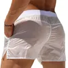 Letnie spodnie seksowne zobaczenie przez czyste szorty dla mężczyzn Casual White Color Beach bez podszewki męskiej