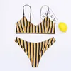 Bikini Mujer 2021 Braga Alta Swimwear European And American Sexy Fashion Striped Split Ladies Swimsuit Women's