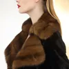 Kvinnors Fur Faux Natural Mink Coat 2021 Lång Tjocka Varma Cotas Och Jackor Kvinnor Slim Koreansk Elegant Kvinna Jacka Abrigo Mujer ZJT562