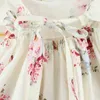 Perakende Yaz Paskalya Kız Elbise Bohemian Tarzı Backless Fırfır Çiçek Pamuk Tatil Sundress Çocuk Giyim 1-6Y E7125 210610