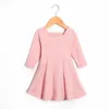 Otoño niñas vestido de manga larga algodón ropa para niños vestidos sin hombros para niñas ropa infantil DT484 Q0716