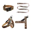Fashion Brand Designer Letters Print Dog Collars Leashes Outdoor Casual Adjustable Dogs Neck Strap Lead Leash Cute Pet Harnesses Seat-belt Travel Clip Straps
