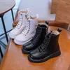 Nya vinter Chelsea Rain Boots för Big Kids Girl Waterproof Pu Leather Martin Boots Fashion Zipper Children High Top Rubber Boots H3101926