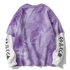 LACIBLE Streetwear Anime Printed Harajuku Hoodie Sweatshirt Fake Two Tie Dye Hip Hop Hoodie Men Winter Pullover Men Cotton 210720