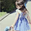 2021 Summer Baby Girls Fly Sleeve Evening Party Dresses Kids Lace Princess Dress Children Girl Clothes Blue/Red Q0716