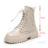 Woman Ankle Boots Lace Up Leather Non Slip Women's Motorcycle Boot Fashion Platform Women Shoe Autumn Spring