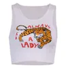 E Mädchen Gestrickte Tiger Print Tank Tops Frauen Leopard Tier Brief Streetwear Weste Schlaf Tops Basic Tees Mujer Y2k Top x0507