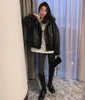 Aelegantmis Oversized Vrouwen Zwart PU Lederen Jas Losse Hooded Faux Lady Basic Casual Coat Plus Size Bovenkleding 210607