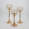 Candle Houders Style Gold Crystal Metal Candlestick Centerpiece voor Bruiloft Decoration Event Party