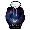 Erkek Hoodies Tişörtü Anime Arcane Ligi Legends Erkek Baskılı Kazak Kadın Sonbahar Kış Uzun Kollu Hoodie Unisex Streetwear C