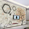Papel pintado personalizado 3D Fotografías Mural Art Minimalista Árbol de oro TV Fondo Papeles de pared Decoración para el hogar Papel de Parede