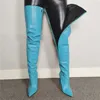Colorful Long Boots For Girls 2021 New Women's Over-the-knee Boots Pu Leather Women High Knee Boots High Heels Boot Female Y0914