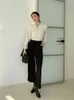 Spring Fashion Women Long Sleeve Button Up Shirt Gold Collar Pockets Ladies Designer Tops And Blouses 210427