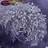 Luxury Diamond Leaf Flower Wedding Tiara Baroque Crystal Bridal Headwear Crown Rhinestone with Wedding Jewelry Hair Accessories Di2031