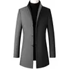 Parklees Vinterull Trench Coat Men Varm Vindskydd Business Office Jackor Woolen Solid Slim Vintage Long Overcoat 211122