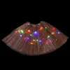 Crianças Led Light Dress Sequin Tutu Saia Puffy Luminous Girl Vestidos para Performance Fase e Festa Zyy937
