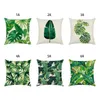 Taie d'oreiller coton lin carré housse de coussin maison chambre canapé voiture décor 45 X 45 cm vert feuille jeter