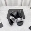 2022 Round High Heel Shoes Women Summer Genuine Leather Platform leisure Slippers Checkered Slides Designer Shoes Open-Toes Chaussure Femme