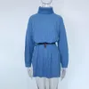 カジュアルニットセータードレス女性Autunn冬タートルネックリブの特大高ファッションストリートウェア210427
