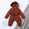 Ubrania zimowe niemowlę snowsuit chłopiec dziewczyna romper kurtka z kapturem kombinezon ciepły gruby płaszcz strój Vetement Flale hiver 2107222063971