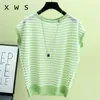 plus size women sweater summer o neck casual loose striped kint oversize sweater pullover fashion kint thin sweater pink jumper 210604