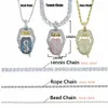 14K Copper Tongue Iced Out Bling 5a Cz Sexig Mouth Pendant Necklace Dollar Symbol Micro Pave Cubic Zirconia Jewelry232U