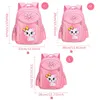 3 piezas Pink Cat Children Mochila Mochilas escolares para niñas Cartoon Kid Kitty Printing Bookbag mochilas escolares infanti 211021