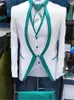 Costumes pour hommes Blazers Marque Hommes Ivoire et Turquoise Groom Tuxedos Mandarin Revers Groomsmen 3 Pièces Ensemble (Veste + Pantalon Gilet Cravate) D384