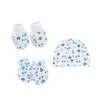 Bébé dessin animé anti-rayures gants chapeau couvre-pieds ensemble garde-mains coton mitaines bonnet chaussettes Kit pour bébé né P15C enfants