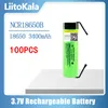 (Med flyg) 100st / parti Liitokala NCR18650B 3400MAH 18650 Batteri 3.7V 3400 mAh Lithium Batteri Li-On Cell Flat Top Rechargeable Batterier