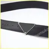 Cintura nera Uomo Donna Cintura Triangolo Designer Cinturino in pelle Designer di lusso Cinture Fibbia liscia P Lettera Cintura Ceinture D2108061L