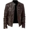 Зимняя кожаная куртка мужчина мотоцикл куртка тонкий подходящий PU куртка мужская улица байкер пальто плиссированный дизайн молнии плюс размер 5xL 2111119