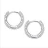 Top Sell Vintage Biżuteria 18k Biały Złoty Wypełnij Pave White Sapphire CZ Diament Huggie Circle Kolczyk Kobiety Mężczyźni Klip Kolczyk Prezent WJL3484