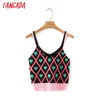 Kobiety Elegancki wzór serca Dzianina Tank Top Rękawów Bez Rękawów Bez Rękawów Sweet Topy 7Y17 210416