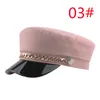 Bouton de chaîne en métal PU casquette en cuir noir chapeaux marine Casquettes plates à la mode