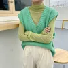 Werrueruyu Jesień Kobiety Sweter Kamizelka Kobiet Elegancki Student V-Neck Sweter Koreański Luźne Dorywczo Knitting Tops Odzieży 210608