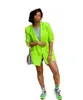 Trajes de mujer Blazers verde neón largo cuello con muescas doble botonadura estilo otoño moda de venta al por menor Lady MYS313