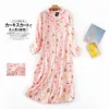 100% Cotton Flannel Women Long Nightdress Autumn Heart Printed Sleeve Sleepwear Female Winter Ladies Nightwear 210924