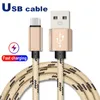 USB-kabel typ C kablar Adapter Data Sync Laddning Telefon tjocklek Stark flätad mikro för smartphone