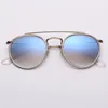 Top Quality Sunglasses Women Men Glass Lenses Women's 3647n Double Bridge Round Sunglasses male Lentes De Sol Gafas