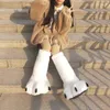 Sevimli Peluş Bear Beyaz Paw Uzun Tüp Pamuk Ayakkabı Çift Kapalı Kış Ev Sıcak Karikatür Kaymaz Tasarımcı Kürklü Terlik 211229